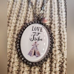 Chic Silver 'Love My Tribe' Pendant Necklace